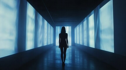 Fototapeta premium A Collaborative Video Art Installation: Ethereal Shadows and Interactive Illumination