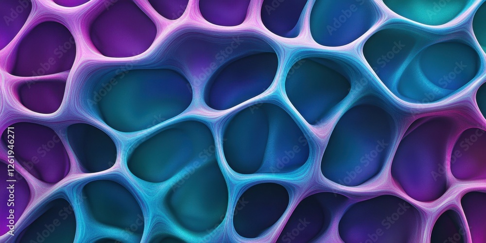 Poster abstract colorful 3d render of interconnected network structure vivid hues organic forms