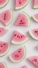 Pink Watermelon Slices on White Background