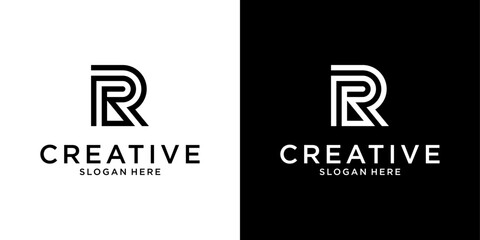 R or RR initial letter logo design vector