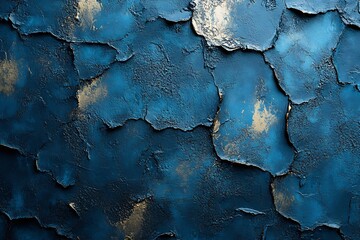 Fototapeta premium Abstract Blue and Gold Cracked Texture Wall Background