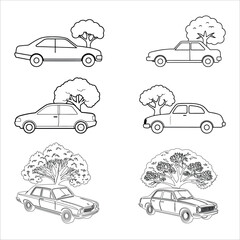Outline vector car icons set