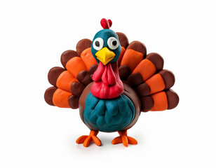 peacock molded from plasticine modeling clay isolated on white background