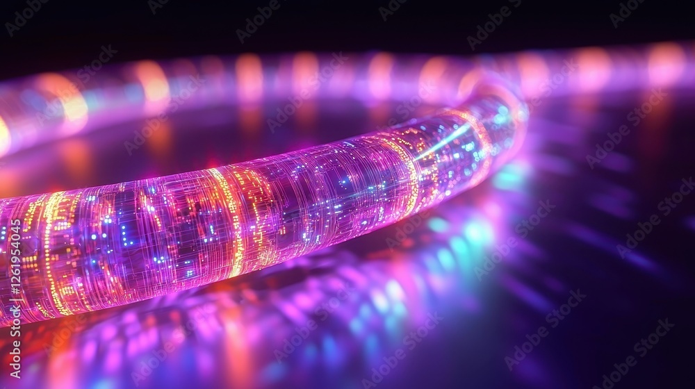 Poster dynamic light patterns in futuristic digital art abstract space 3d visualization vibrant colors