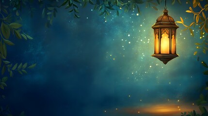 Enchanted Night: A Glowing Lantern in a Mystical Forest