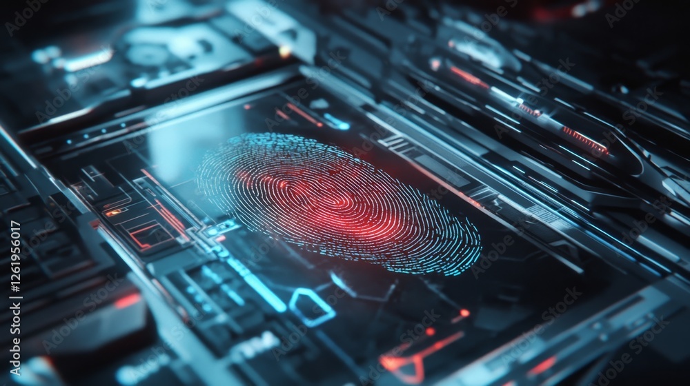 Poster digital fingerprint scan concept with futuristic technology design