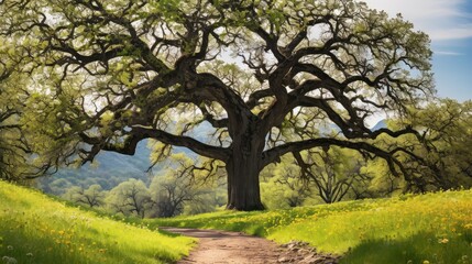 Obraz premium wildflowers black oak tree