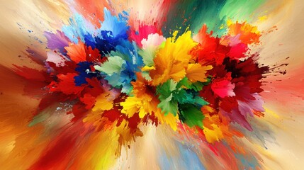 Obraz premium A vibrant explosion of colors creating a dynamic and energetic abstract pattern.