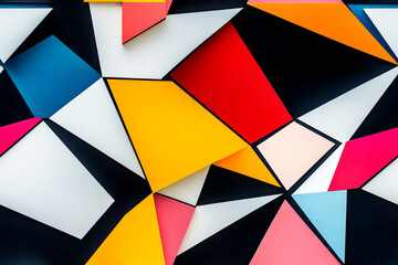 Geometric shapes with sharp corners and bright colors, creating a bold and dynamic pattern, textures, patterns