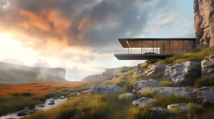 Cantilevered Glass House