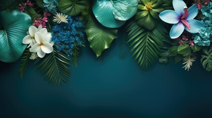 flowers blue green background gradient