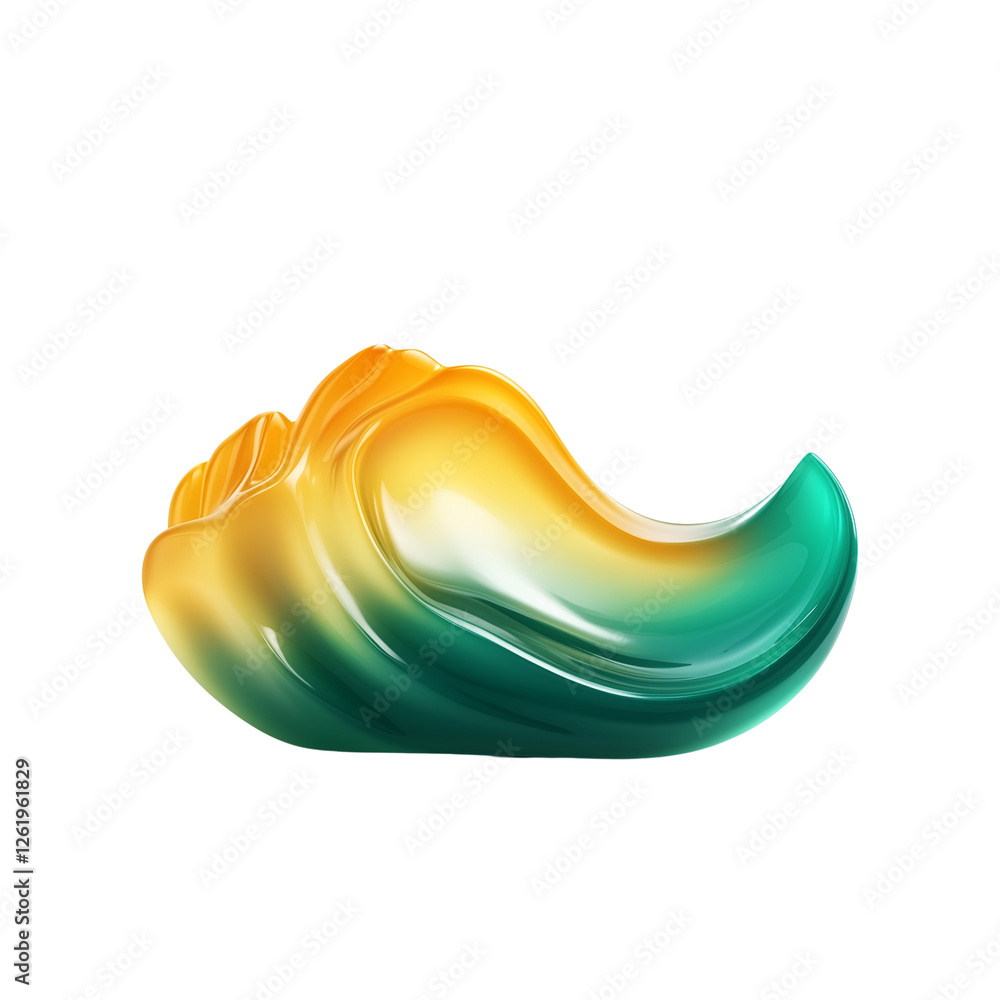 Aufkleber abstract 3d render of fluid yellow and teal swirl design gradient glossy texture