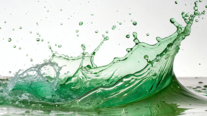 Emerald Green Liquid Splashing in a Dynamic Action Shot