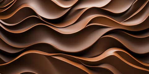 Luxurious waves of rich chocolate tones, blending smooth textures with a sense of depth and movement. A perfect balance of elegance and indulgence.