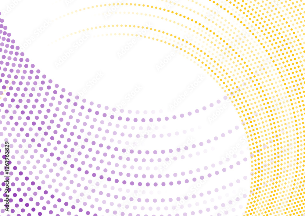 Poster Bright orange and violet minimal circular dotted lines abstract background. Geometric concept vector design