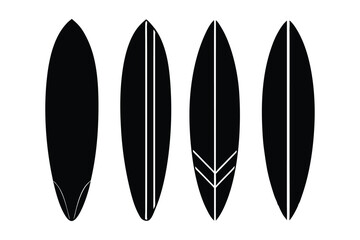 Set of different shapes surfboards vector style silhouette illustration.eps