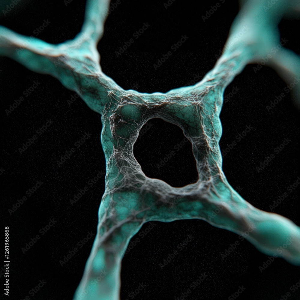 Aufkleber teal network structure in dark space background