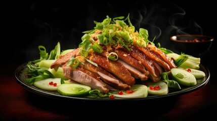 plate red dust on black background