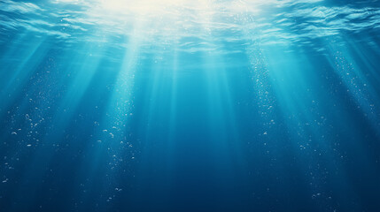 Ocean Depths Sunlight Beams:  Sunbeams pierce the deep blue ocean, illuminating particles and creating a mystical underwater scene.
