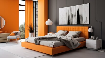 Obraz premium bedroom modern orange