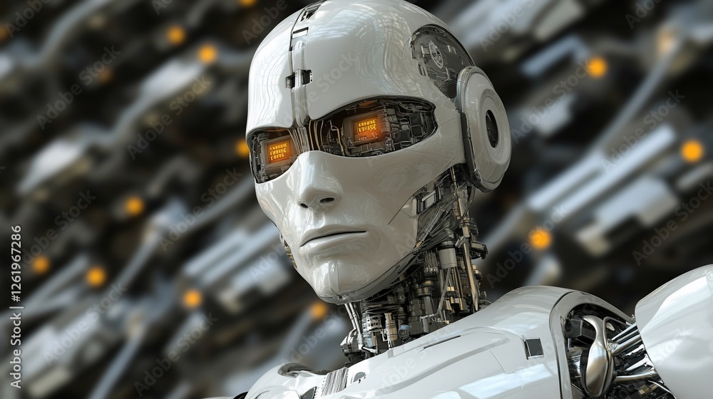 Aufkleber advanced robotic head: a glimpse into the future of ai and technology