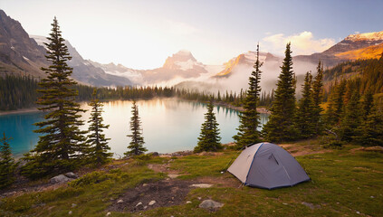 Tent by the Lake at Dusk  