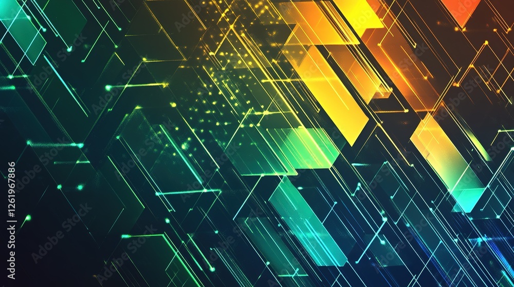 Aufkleber abstract geometric network design with glowing lines