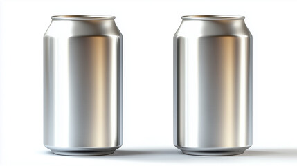 aluminum cans isolated on white, without any logo on it