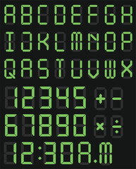 digital numeric alphabet and numbers