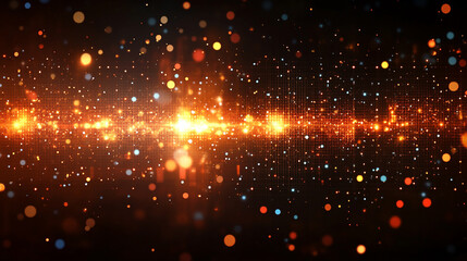 Fototapeta premium A dynamic, futuristic concept of light speed with glowing neon gold and brown hues, representing digital advancement, speed, and technology, with a clean, blurred background offering space for text