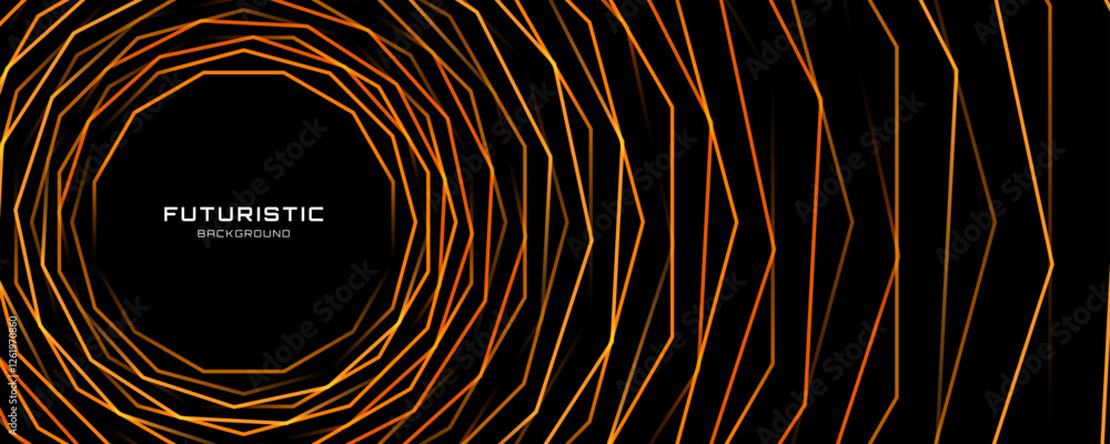 Poster orange lines techno abstract background overlap layer on dark space with polygon effect decoration. 