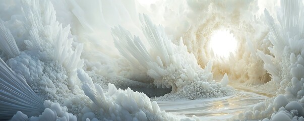 A breathtaking view of ethereal clouds illuminating the sky, showcasing dramatic textures and soft light radiating through, creating a serene and otherworldly atmosphere.