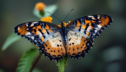 Colorful butterfly displaying wings on flower nature wildlife photography garden close-up beauty of nature