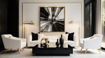 monochrome black white gold