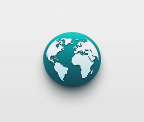 Fototapeta premium Teal Globe: A Simple World Map Illustration