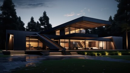 Fototapeta premium shadows house exterior night