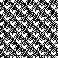 seamless pattern with black and white hearts on a white background