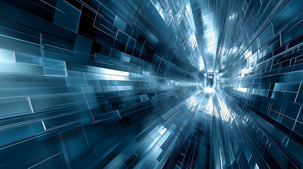 Abstract Digital Tunnel Futuristic Technology and Data Stream Background