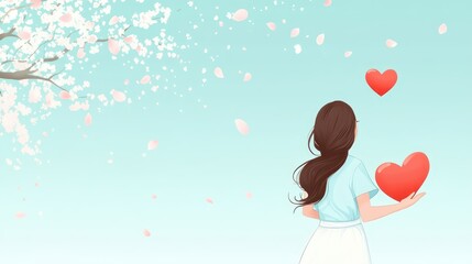 International nurses day celebration with heartfelt appreciation and blossoms. Horizontal banner. Copy space. World Health Day. National Doctor's Day. Flat illustration