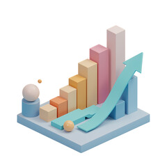 Colorful 3D Bar Graph Showing Growth and Success
