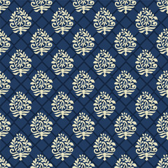 Indian traditional paisley floral booti design allover seamless repeat pattern