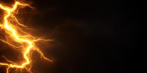 Fototapeta premium Abstract golden lightning bolt on black background.