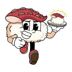 Retro sushi mascot logo, octopus sushi delivery