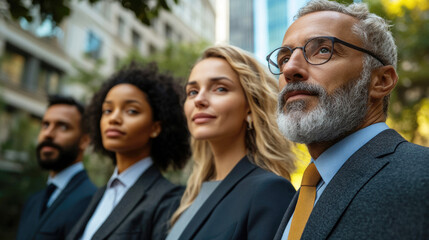 Obraz premium Professional team showcasing confidence in urban setting