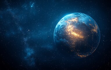 Obraz premium Global Network: Earth's Interconnectedness in the Cosmos