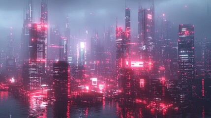 Fototapeta premium Digital overlay of cybersecurity graphics on a cityscape, high-tech and secure 