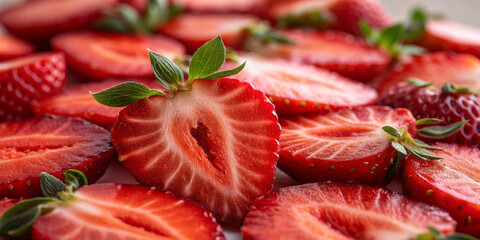 Sliced ​​strawberries, full frame