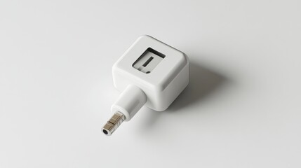 White USB adapter on white background, technology