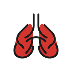 colourful healthy lungs illustrated vector icon, lungs health , respiratory system, Human internal organ, poster