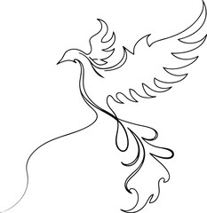 Elegant OneLine Drawing of a Soaring Dove of Peace